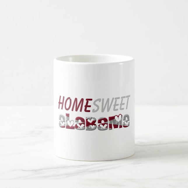 Zuhause Sweet Alabama American State Flag Hearts Kaffeetasse (Mittel)