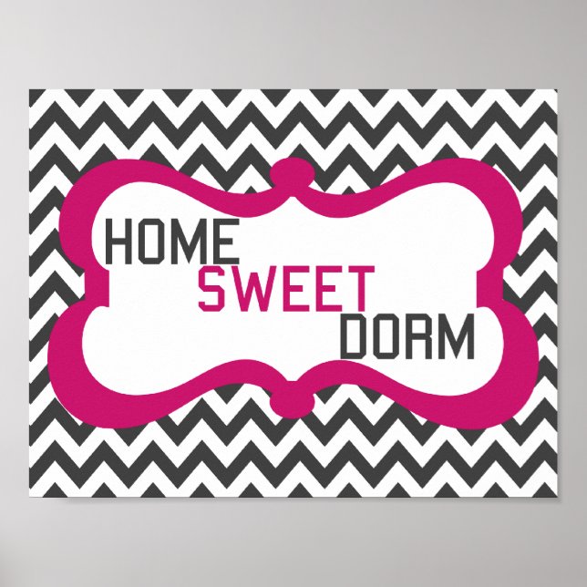 Zuhause Sweet Dorm Grau & Pink Zickzack Mauer Druc Poster (Vorne)