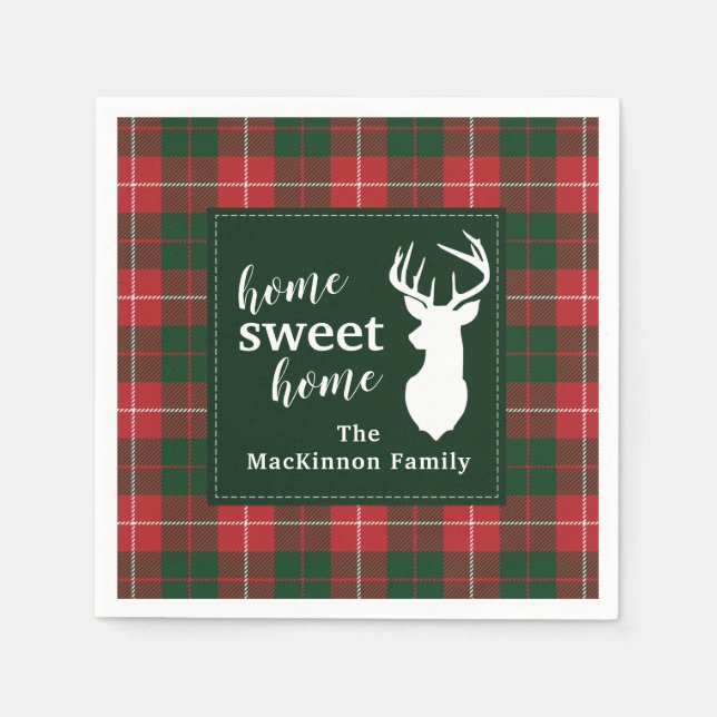 Zuhause Sweet Family Christmas Tartan MacKinnon Serviette (Vorderseite)