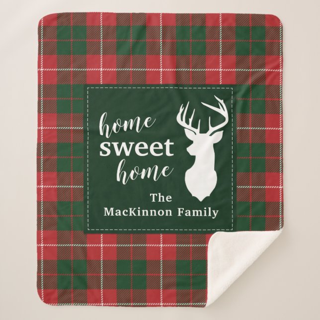 Zuhause Sweet Family Weihnachten Tartan MacKinnon  Sherpadecke (Vorderseite)
