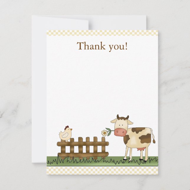 Zuhause Sweet Farm Cow Danke, Card 4,25 x 5,5 Dankeskarte (Vorderseite)