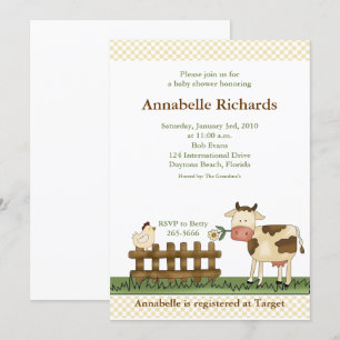 Zuhause Sweet Farm Cow Einladung 5 x 7