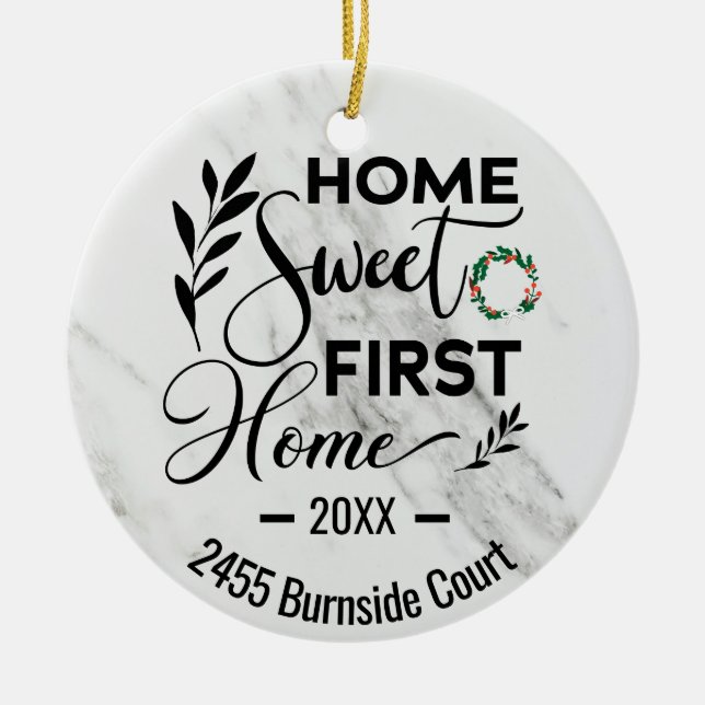 Zuhause Sweet First Zuhause 2022 Personalisierte A Keramik Ornament (Vorne)