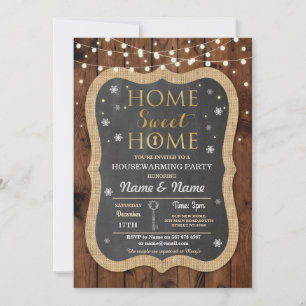 Zuhause Sweet Housewarming Schneeflocken Festlich  Einladung