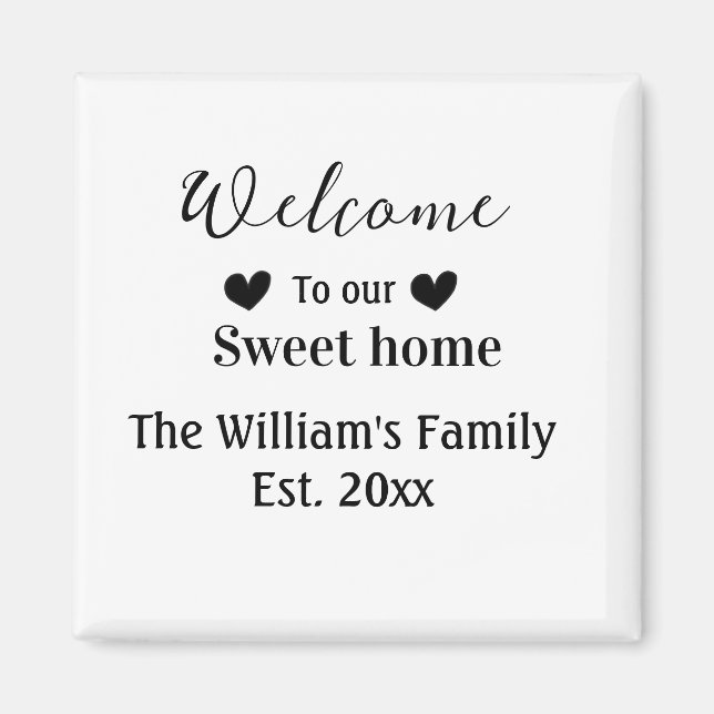 Zuhause sweet welcome add family name year d magnet (Vorne)