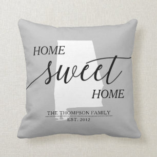 Zuhause Sweet Zuhause AL Staat Familienname Throw Kissen