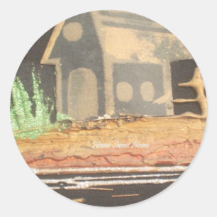Zuhause Sweet Zuhause Art Print Runder Aufkleber
