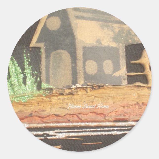 Zuhause Sweet Zuhause Art Print Runder Aufkleber (Vorderseite)