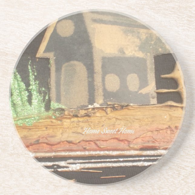 Zuhause Sweet Zuhause Art Print Sandstein Untersetzer (Vorne)