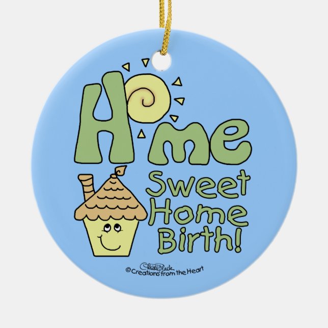 Zuhause Sweet Zuhause Birth! - Haus und Sonnensche Keramik Ornament (Vorne)