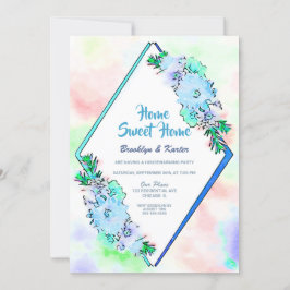 Zuhause Sweet Zuhause Blue Floral Housewarming Par Einladung