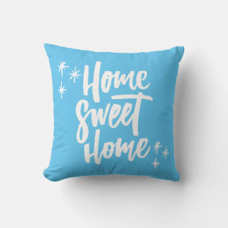 Zuhause Sweet Zuhause Blue mit weißer Schrift Kissen