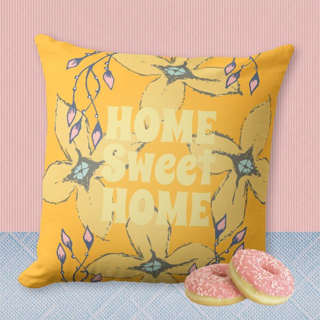 ZUHAUSE Sweet ZUHAUSE Blume Power Pop Art Kissen (HOME Sweet HOME Flower Power Pop Art Throw Pillow ©Susanne Sachers - Sunny Mind Design)