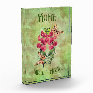 Zuhause Sweet Zuhause Blume und Schmetterlinge Fotoblock