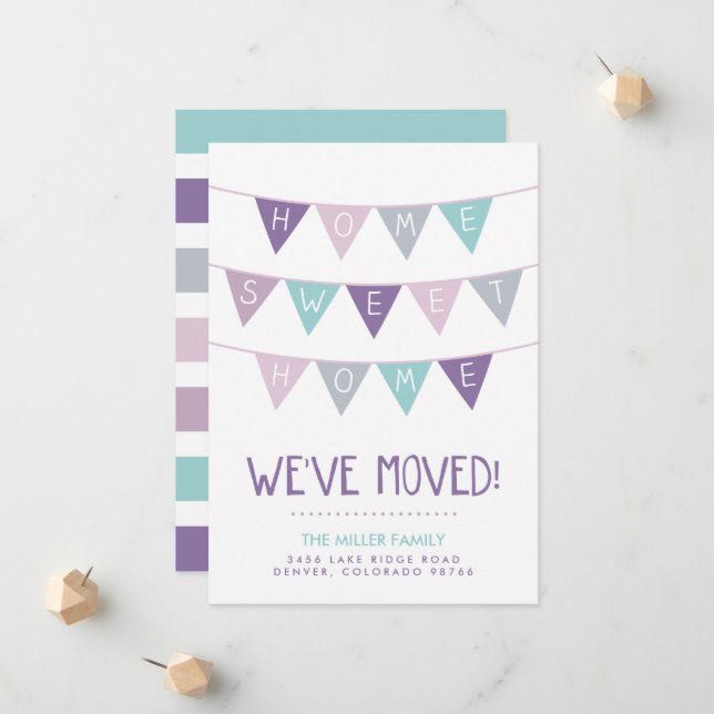 Zuhause Sweet Zuhause Bunting Ankündigung (Vorderseite/Rückseite Beispiel)