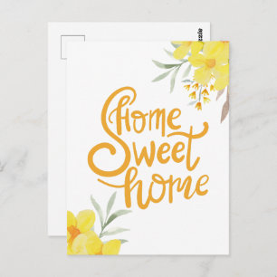 Zuhause Sweet Zuhause Chic Yellow Flowers Glückwün Postkarte