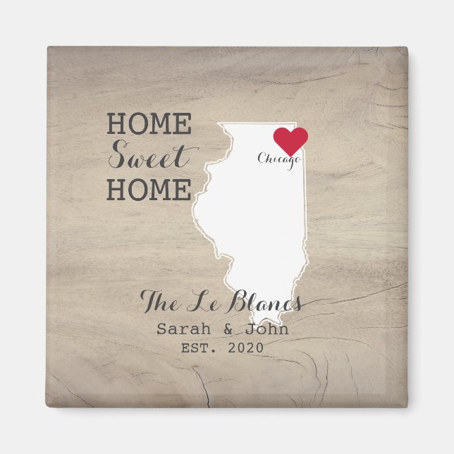 Zuhause Sweet Zuhause | Chicago Illinois Rustic Wo Magnet (Vorne)