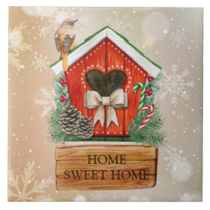 Zuhause Sweet Zuhause Christmas Bird House Fliese