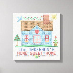 Zuhause Sweet Zuhause Cross Stitch House Personali Leinwanddruck