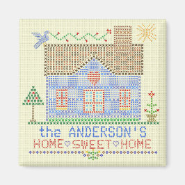 Zuhause Sweet Zuhause Cross Stitch House Personali Magnet