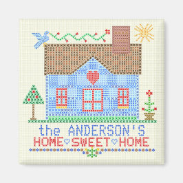 Zuhause Sweet Zuhause Cross Stitch House Personali Magnet