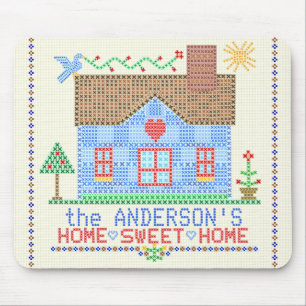Zuhause Sweet Zuhause Cross Stitch House Personali Mousepad
