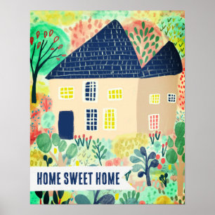 ZUHAUSE SWEET ZUHAUSE Custom House Garden Illustra Poster