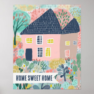 ZUHAUSE SWEET ZUHAUSE Custom House Garden Illustra Poster