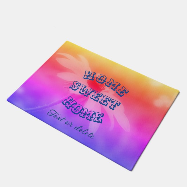 Zuhause Sweet Zuhause Daisy Blume Personalisiert Fußmatte (Schrägansicht)