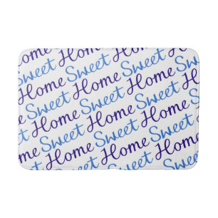 Zuhause Sweet Zuhause Diagonal Rpt Script Ptn Blue Badematte
