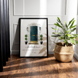 Zuhause Sweet Zuhause Family Dunkelgrüne Aquarellt Poster