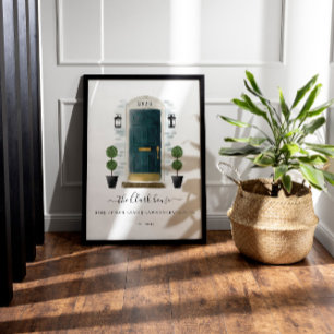 Zuhause Sweet Zuhause Family Dunkelgrüne Aquarellt Poster