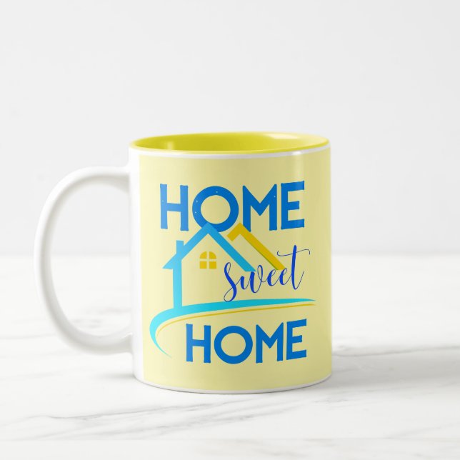 Zuhause Sweet Zuhause Family Mauer Zeichendekor Zweifarbige Tasse (Links)