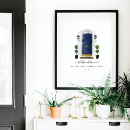 Zuhause Sweet Zuhause Family Navy Blue Watercolor  Poster