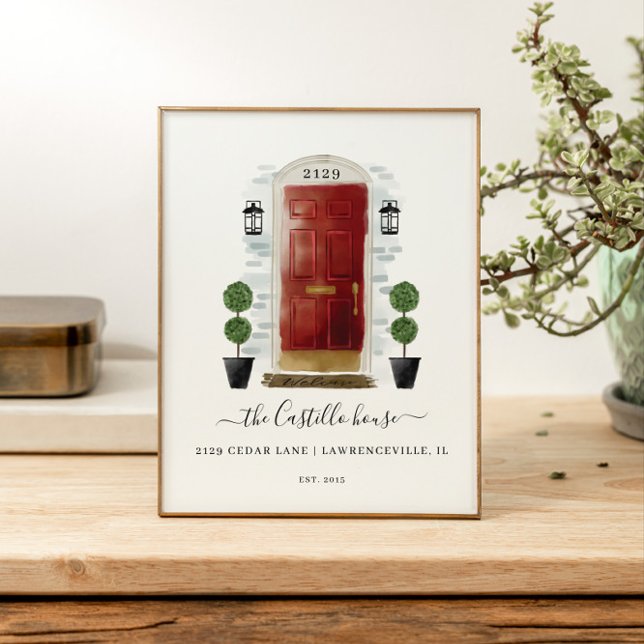 Zuhause Sweet Zuhause Family Red Water Family Door Poster (Home Sweet Home Family Red Watercolor Family Door Poster)