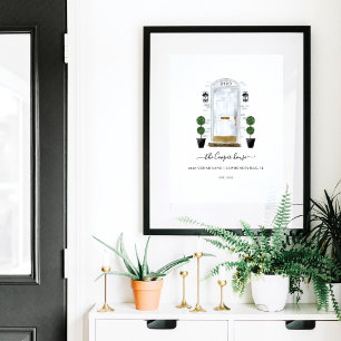 Zuhause Sweet Zuhause Family Weiße Aquarelltür Poster