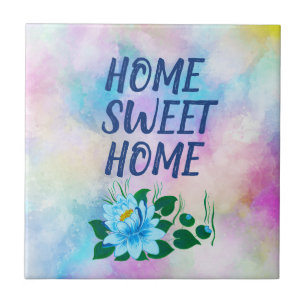 Zuhause Sweet Zuhause, farbenfroher Wasserfarbente Fliese