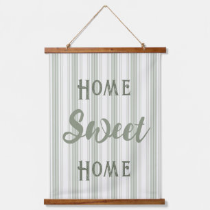 Zuhause Sweet Zuhause Farmhouse Sage Ticken Streif Wandteppich Mit Holzrahmen