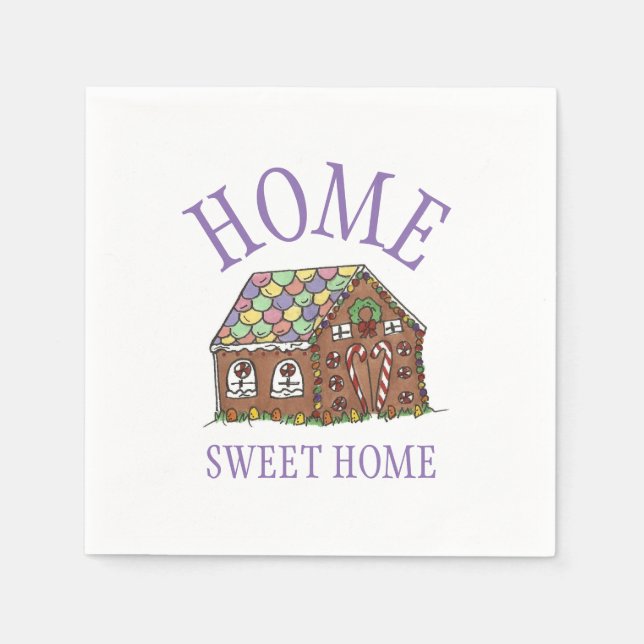 Zuhause Sweet Zuhause Gingerbrot House Holiday Serviette (Vorderseite)