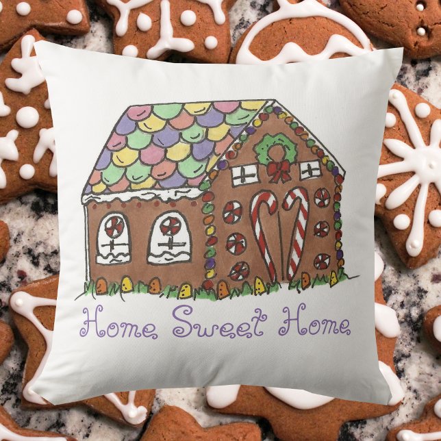 Zuhause Sweet Zuhause Gingerbrot Weihnachten Kissen (Gingerbread house pillow)