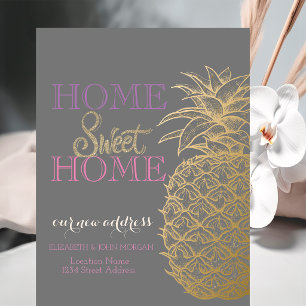 Zuhause Sweet Zuhause, Gold Ananas Neue Adresse Ankündigungspostkarte