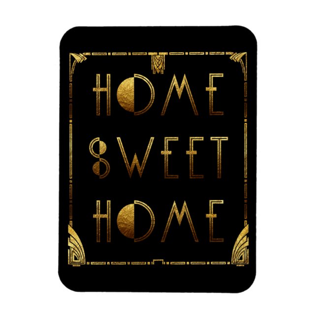 Zuhause Sweet Zuhause Gold Art Deco Signieren Magnet (Vertikal)