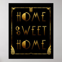 Zuhause Sweet Zuhause Gold Art Deco Signieren