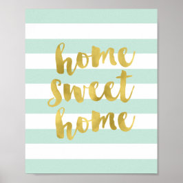 Zuhause Sweet Zuhause Gold und Minze | Art Print Poster
