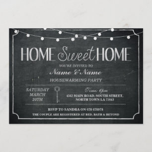 Zuhause Sweet Zuhause Housewarming Black & Silver  Einladung