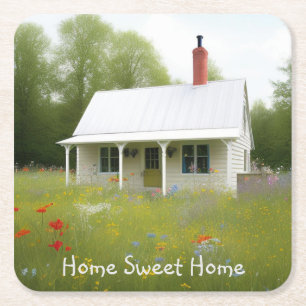 Zuhause Sweet Zuhause Housewärming Rechteckiger Pappuntersetzer