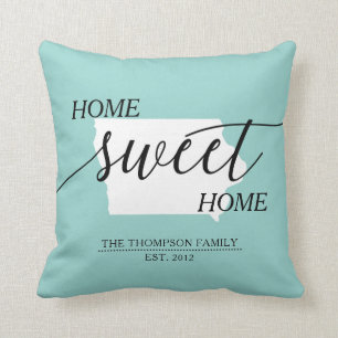 Zuhause Sweet Zuhause IA Staat Familienname Throw Kissen