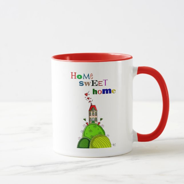 Zuhause Sweet Zuhause Illustration Tasse (Rechts)