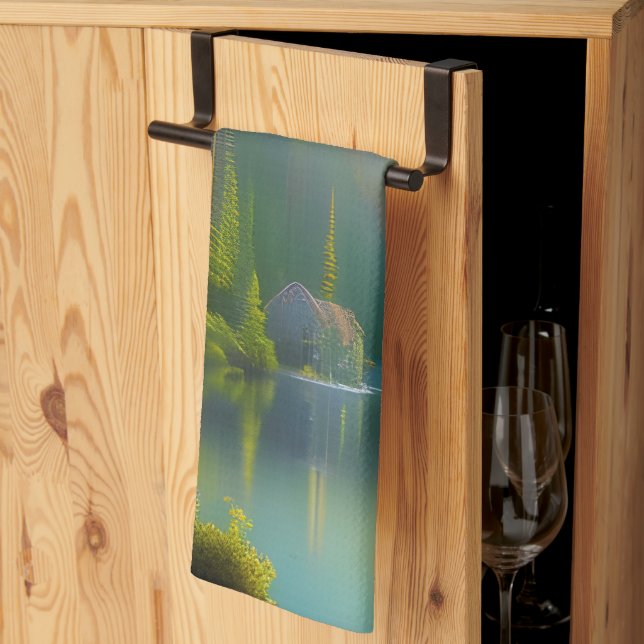 Zuhause Sweet Zuhause im Wald Geschirrtuch (Drittel gefaltet)