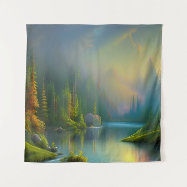 Zuhause Sweet Zuhause im Wald Wandteppich (Vorderseite)